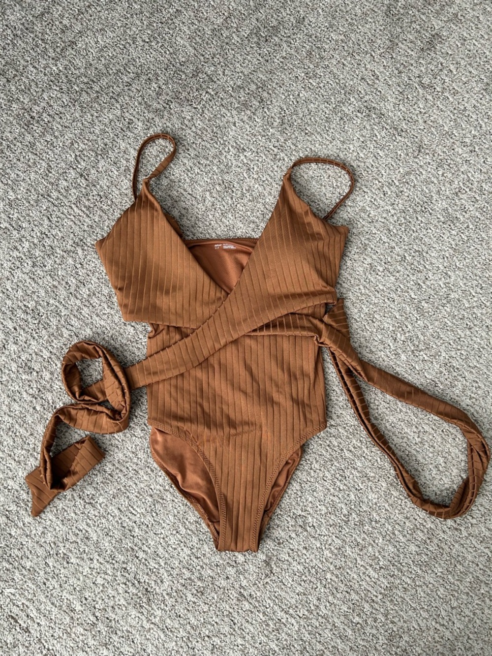 aerie Ribbed One-Piece Swimsuit in Warm Brown - Picture 7 of 9